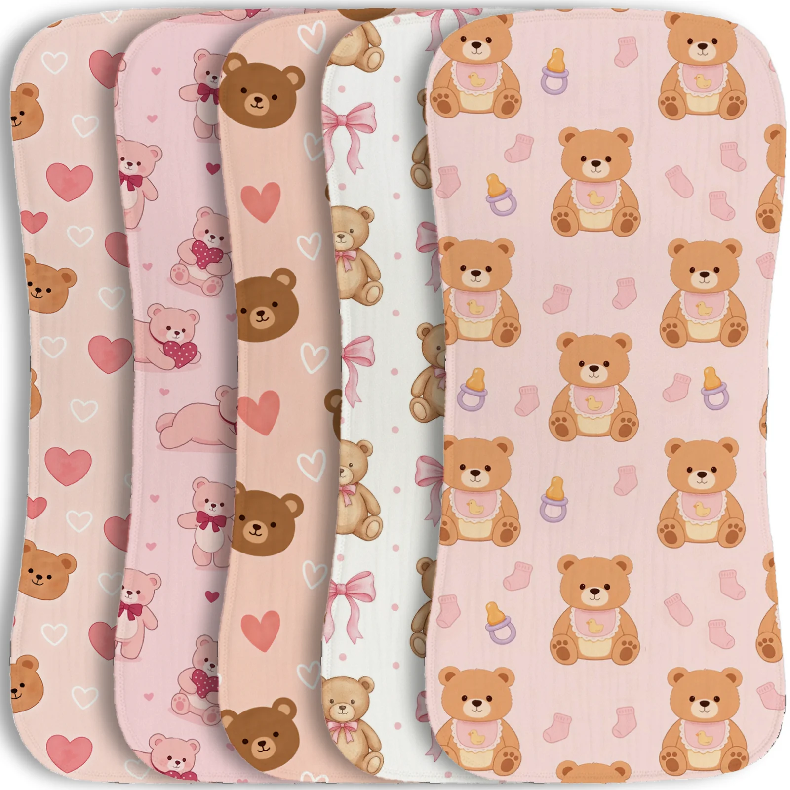 

5 Piece Absorbent Gauze Burp Pack Heart Bow Newborn Shoulder Pad Feeding Bib Thick Breathable Baby Shower Gift Girl Aesthetic