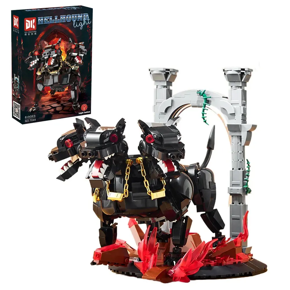 

Креативный конструктор Cerberus Hellhound из 790 деталей со светодиодной подсветкой, 3-головой собака, сборные кирпичики, игрушка-подарок для детей и взрослых