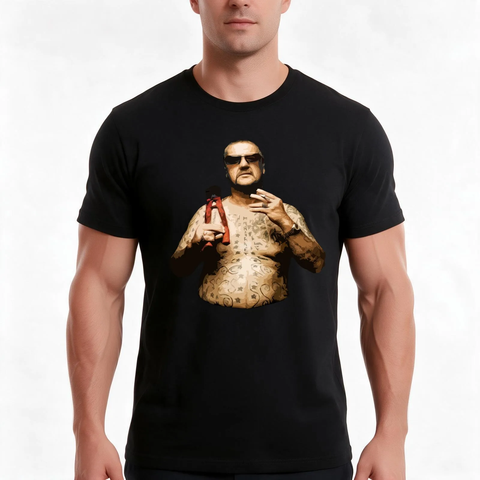 Uncle Chop Chop T-Shirt, Summer Casual Cotton Tee, Oversized Streetwear Tops, Vintage Graphic Print, Loose Fit Short Sleeve