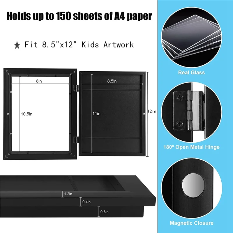 AF91-Children Flip Picture Frame 13.8X10.4Inch, For Kids Drawing Crafting(White, 2PCS)