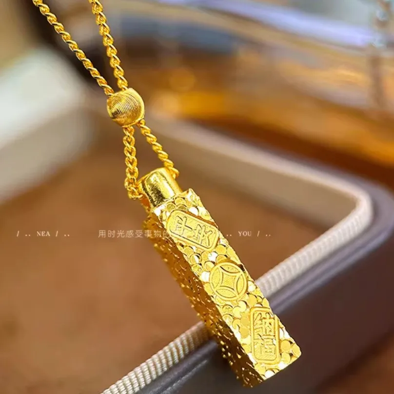 Fashion Cat Eye Ice Crack Wealth Design Necklace Women 24K Gold AU999 Stylish Eye-Catching