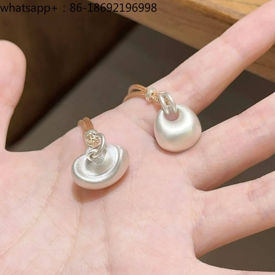 Pure Silver 999.9 Ingot Solid Lucky Bag Small Silver Lump Ancient Method To Attract Wealth Nafu Versatile Necklace