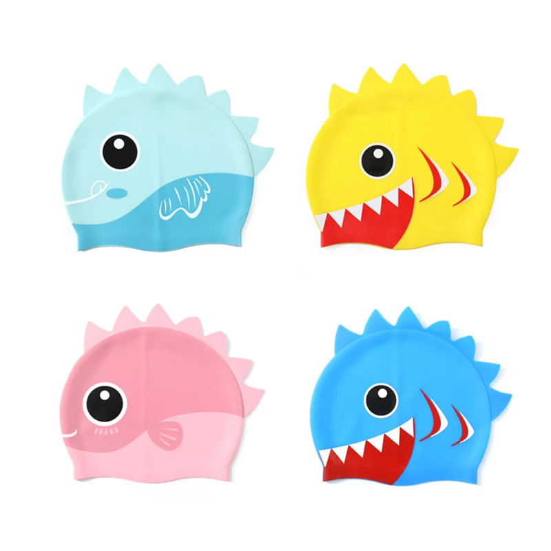 

Силиконовая шапочка для плавания с милым рисунком рыбы и динозавра для детей, защищающая уши, шапочка для плавания для мальчиков и девочек, детские аксессуары для бассейна