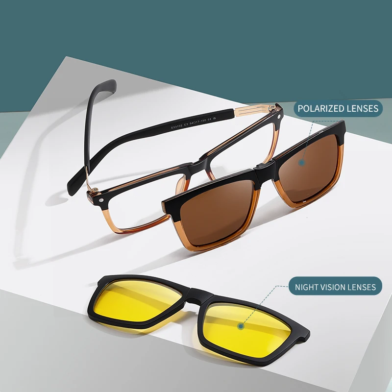 كليب على نظارات شمسية رجل للطي الاستقطاب النظارات الشمسية النساء نظارات حديثة الطراز العلامة التجارية الفاخرة خمر قصر النظر النظارات البصرية الإطار #4