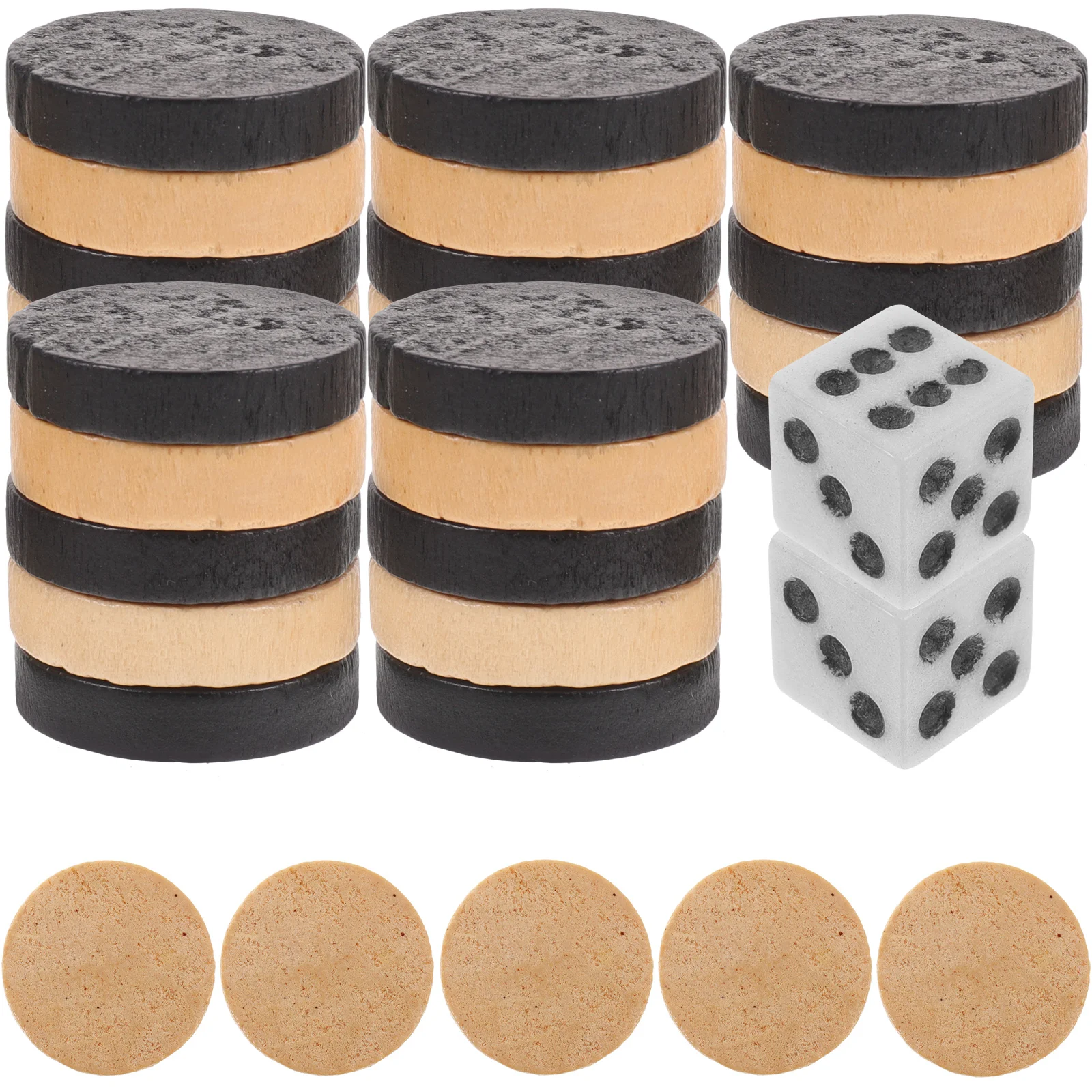 Pezzi degli scacchi Giochi da tavolo Pawns Dama Chip da gioco Set di accessori in legno per backgammon di ricambio rotondo