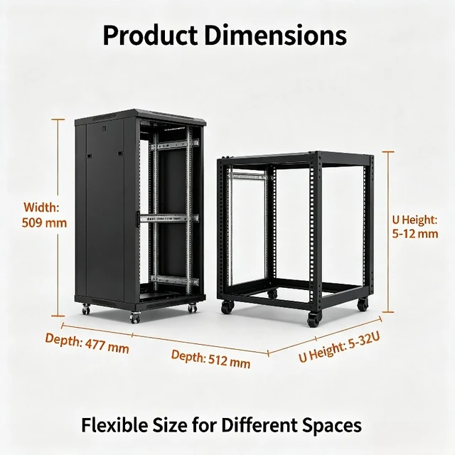 Cabinet, Server Cabinet 5-32U Frame Network Cabinet, Cold Rolled Steel 19 Inch Open Cabinet 4 19" Open-Frame Server Cabinet – 5U to 32U Cold-Rolled Steel Network Rack – view 4