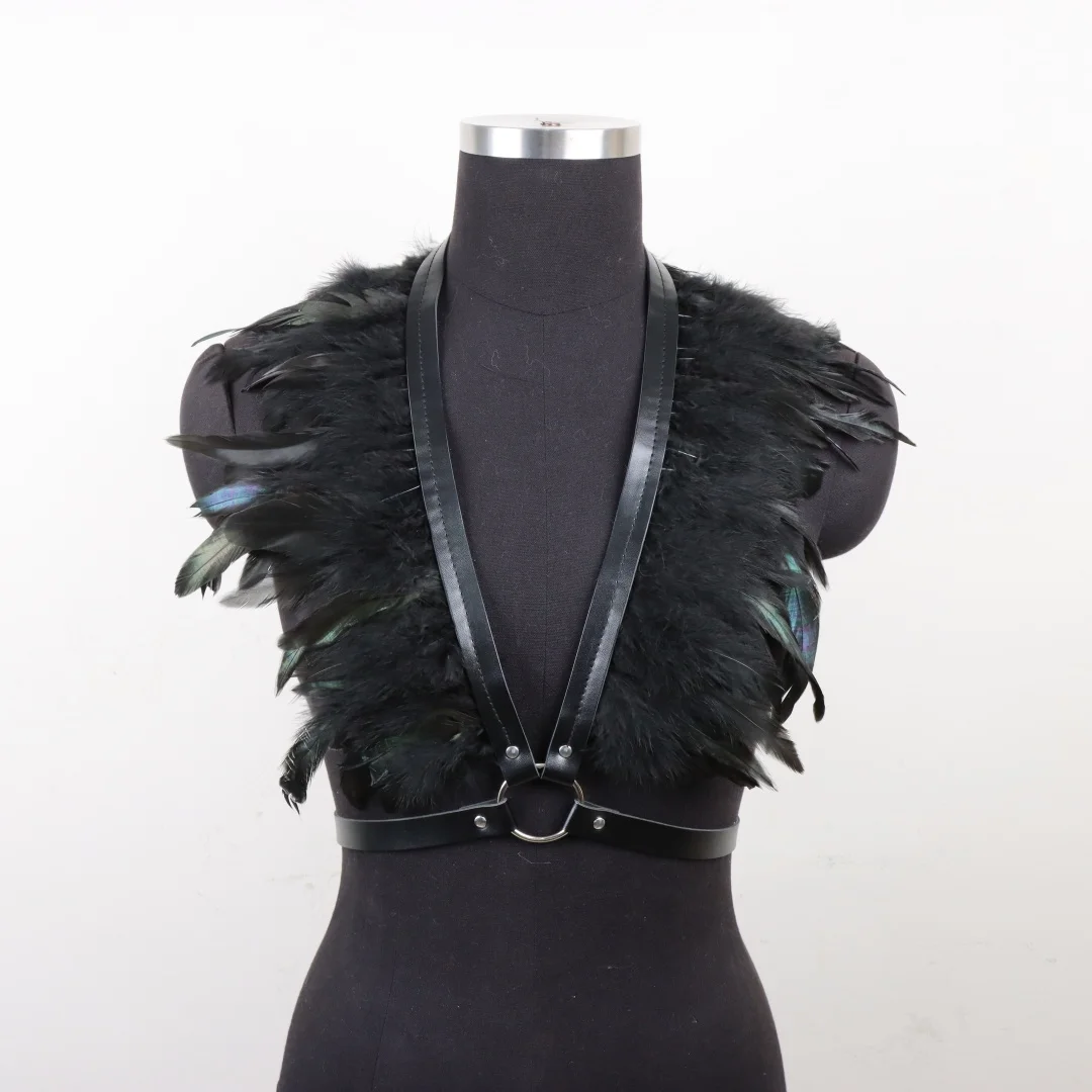 Medieval Belt Artificial Feather PU Leather Belt Halloween Dress up Accessories Stage Performance Dress up Belt Props Cosplay