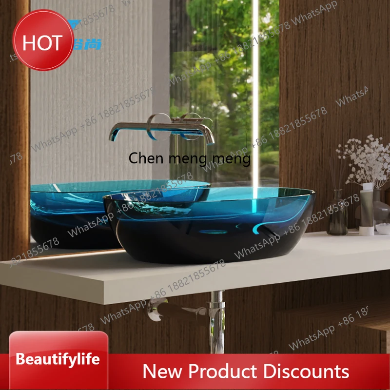

zq10 Хрустальная раковина Бытовая раковина Прозрачный стол из смолы Художественная раковина для рук