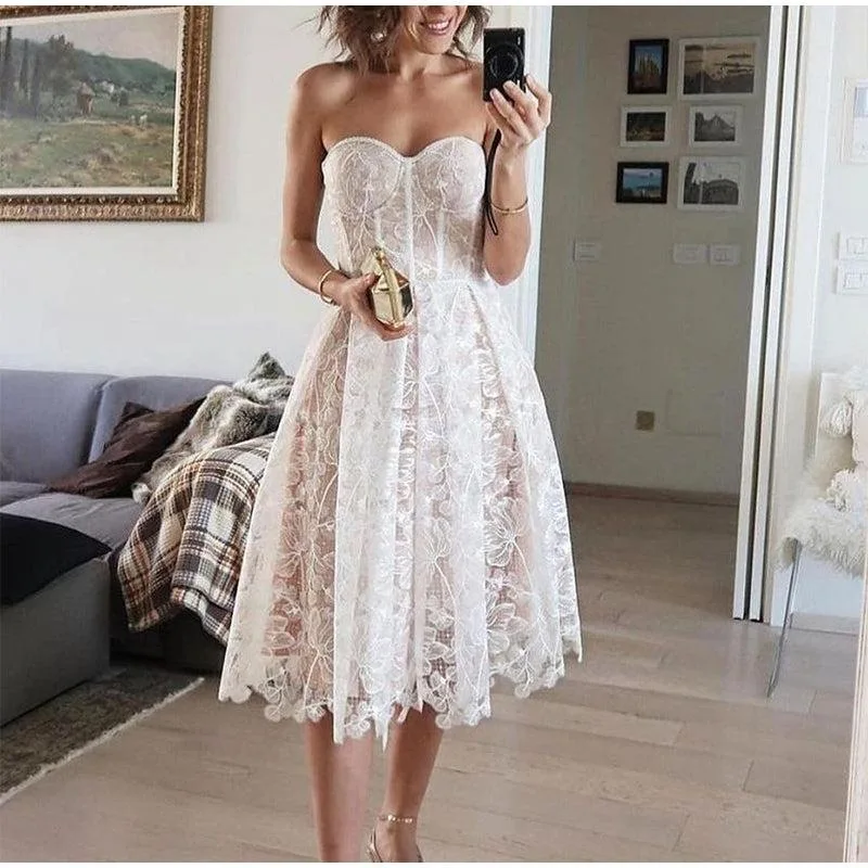 

O 22105 Evening Gown Lace Embroidery Women's Dress Elegant Formal Wear Citywalk Seven Sleeve Midnight Blue Red Black