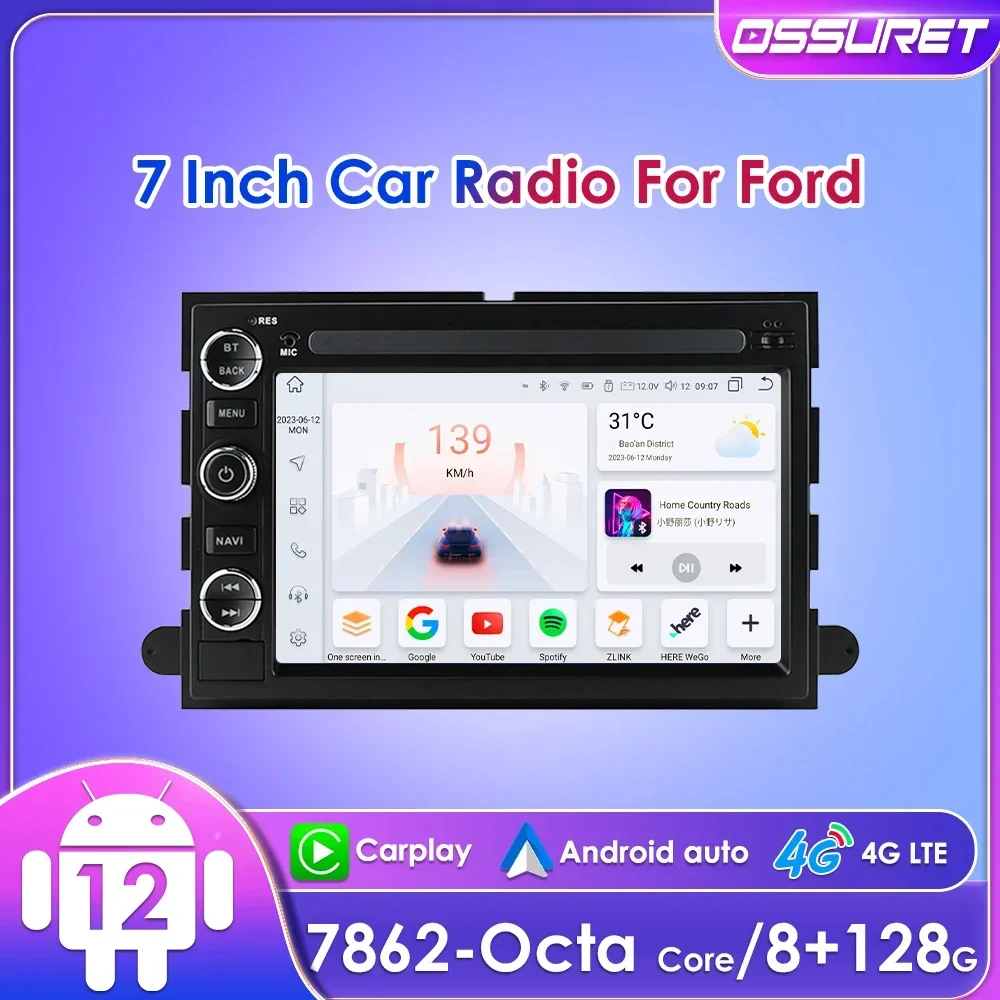 

Ossuret 7-дюймовый 2Din Android CarPlay стерео для Ford F150 F250 F350 500 Explorer Fusion E150/E250 Escape Focus Edge Expedition