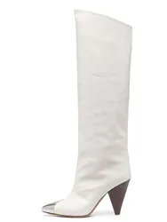 New Autumn and Winter Fashion Pointed Knee High Women's Boots with Conical High Heels, Fashionable Size 45 Large Women's Boots