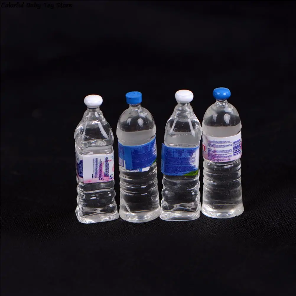 Dolls miniature dollhouse 4 PCS/set Plastic imitation mineral water bottle Baby toys Doll Food mini toy accessories