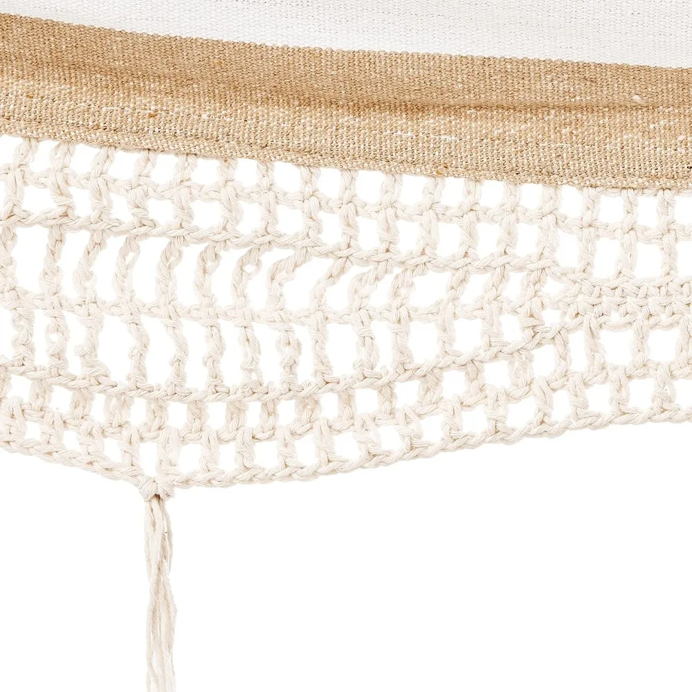 Doppel-Hängematte mit 9 Fuß platzsparendem Stahlständer und Tragetasche, 450 Pfund Tragkraft, beige Streifen mit Spitze, 110 x 47 x 43 Zoll