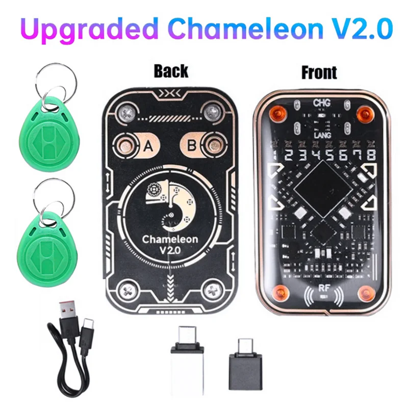 

N82R Chameleon Ultra V2.0 RFID Считыватель смарт-чипов Эмулятор смарт-карт + 2XT5577 Брелок 125K 13,56M Декодирование карт Дубликатор NFC