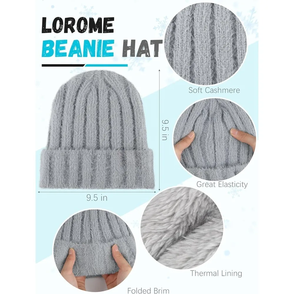 الشتاء قبعة قبعة وشاح قفازات، الدافئة الصوف متماسكة قبعة وشاح طويل الرقبة أدفأ شاشة تعمل باللمس قفازات الشتاء مجموعة هدايا للنساء #2