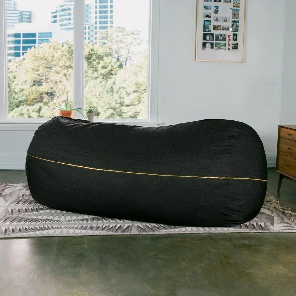 7 ft Giant Bean Bag Sofa, Black Denim