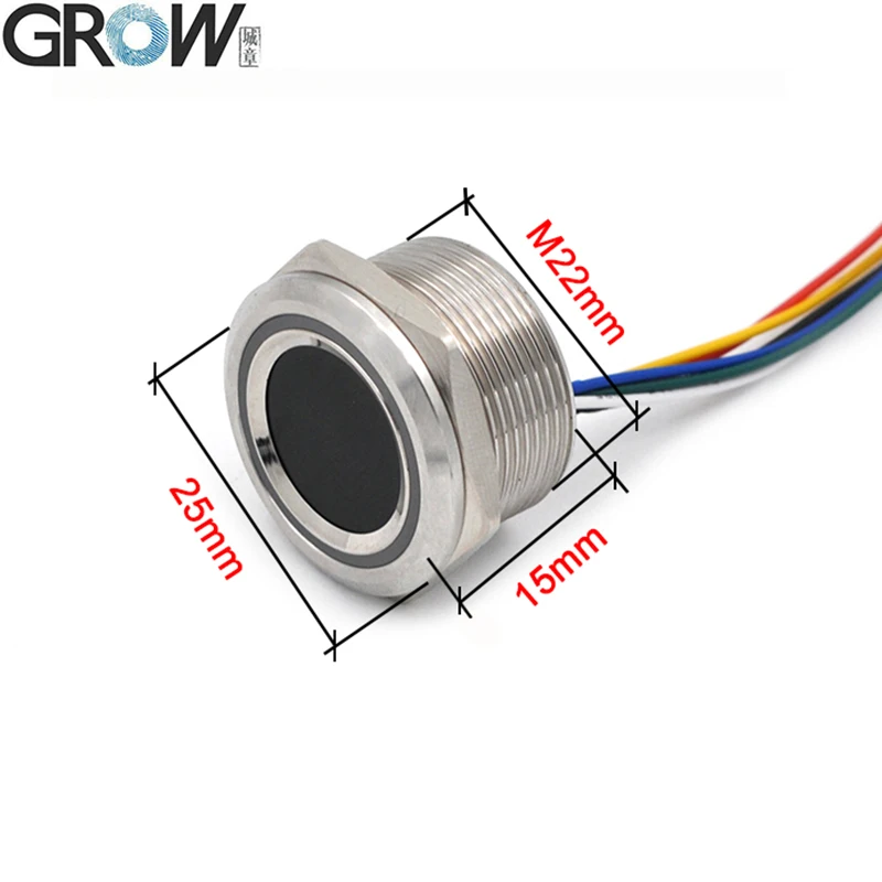 GROW R503-M22 Round RGB Ring Indicator LED Control DC3.3V 200 Capacity SH1.0-6pin Capacitive Fingerprint Module Sensor Scanner