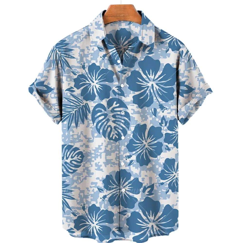 

2024 Summer Dress Mid-Century Vintage Hawaiian Men's Casual Shirt Factory Print Short Sleeve Shirt Men's Beach Holiday Top