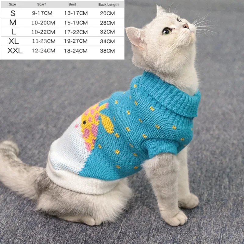 S-2XL Coltrui Kat Trui Gebreide Trui Kat Kerst Trui voor Katten Kleine Honden Winter Sphinx Kat Kleding Huisdier Kostuums