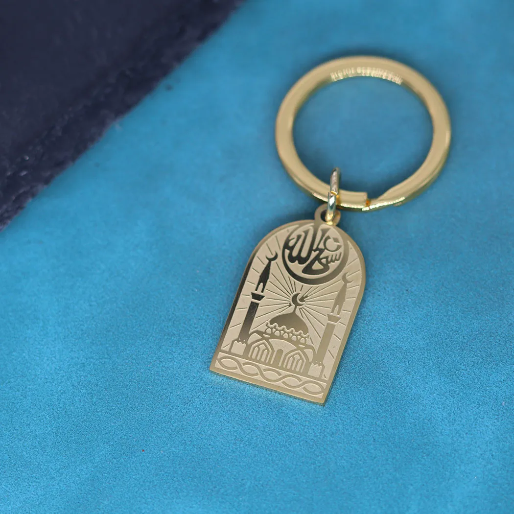 Nedar اليدوية مسجد الإسلامية قلادة كيرينغ للنساء الرجال الفولاذ المقاوم للصدأ مسلم مفتاح سلسلة مجوهرات العربية اليهودية المفاتيح هدية