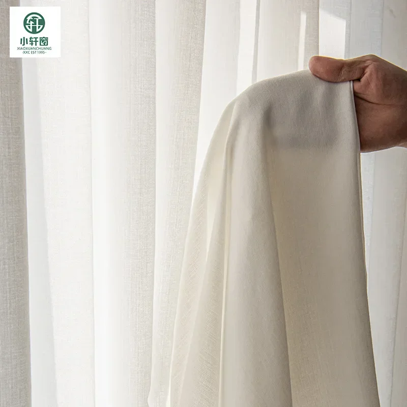 (24) Customized New Style Plain Light Luxury Window Screen Pure Color Light-transmitting Gauze Curtain