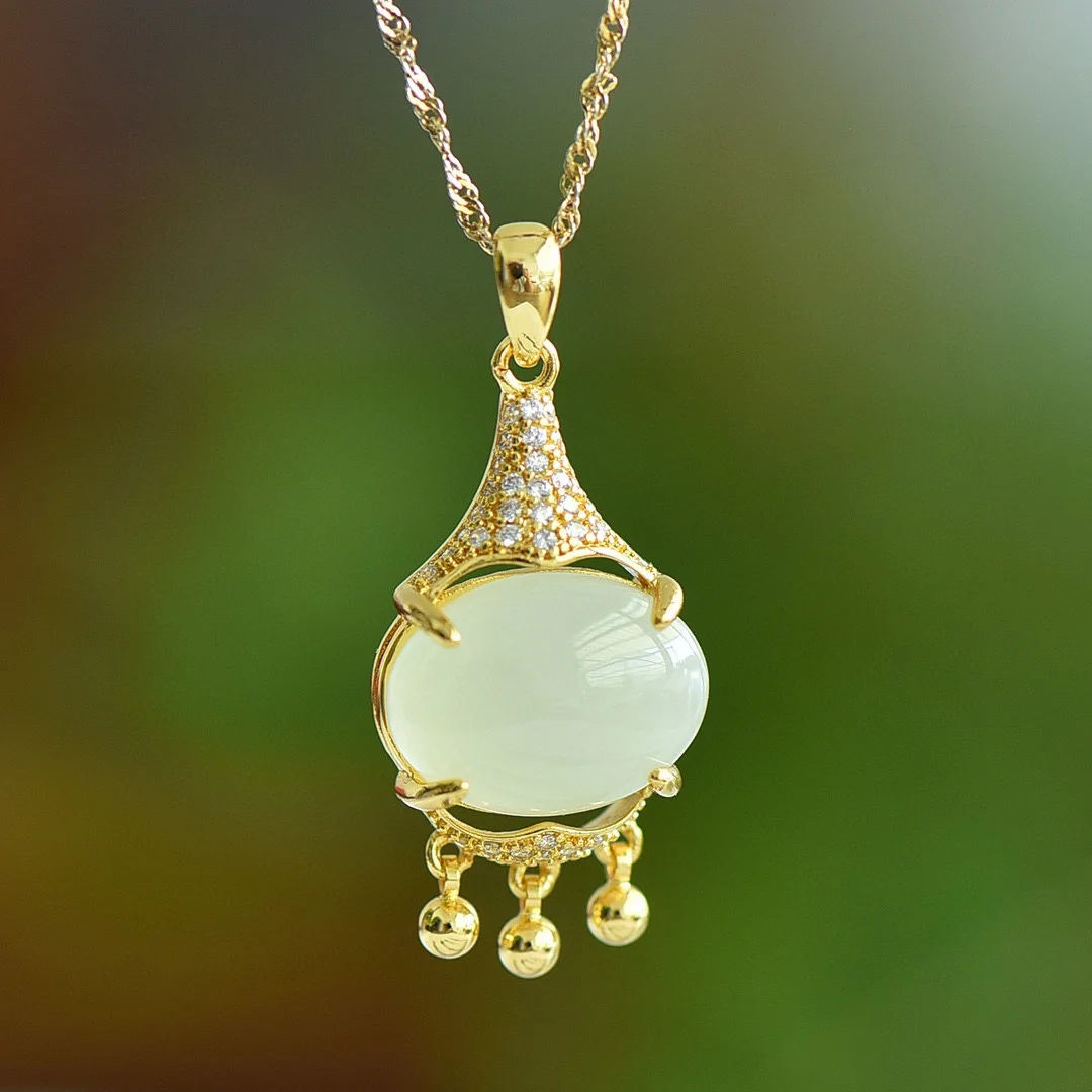 

Natural, fashion, inlay, Hetian jade, white, ruyi, tassels, pendants