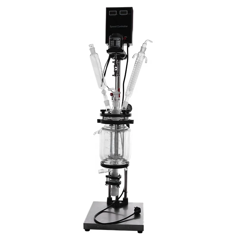 chemical lab equipment for 1l 2l 5l 10l 30l benchtop single layer double jacketed glass ware glass reactor reaction vessel