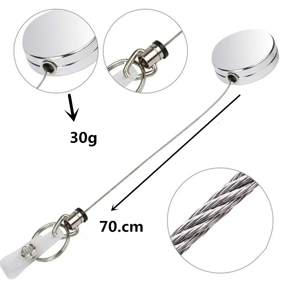 Conjunto de cartões retrátil, clipes de corrente, chaveiro, metal, puxar, carretel, id, etiqueta, nome, chaveiro