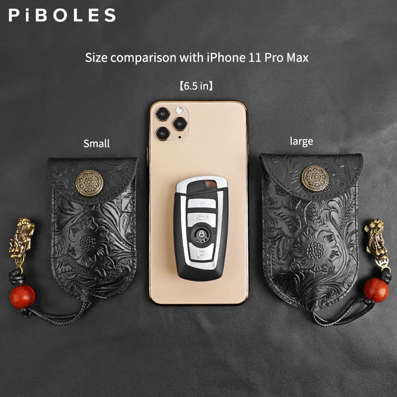 Retro Genuine Leather Pull Type Key Bag Handmade Organizer Key Wallets Housekeepers Car Key Holder Case Portable Keychain Pouch