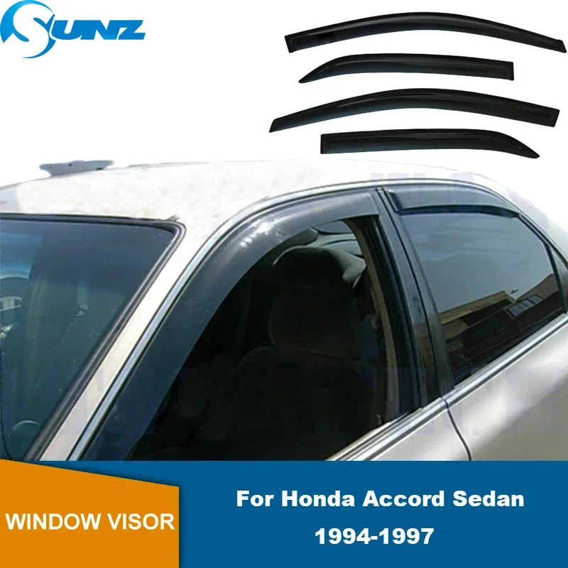 Defletores da janela lateral para honda accord sedan 1994 1995 1996 1997 viseiras da janela de acrílico preto weathershield chuva sun guardas sunz