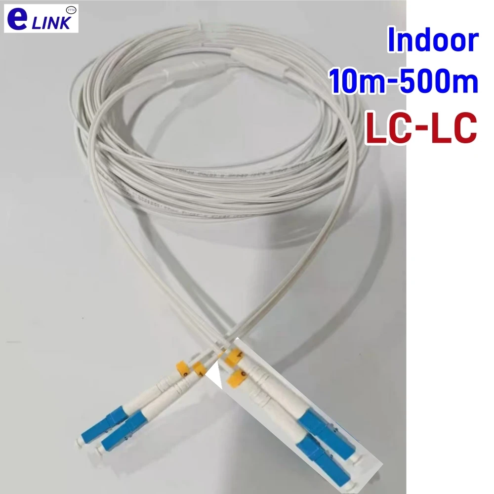 

Indoor Drop optic patch cord ​LC-LC 10m-500m singlemode 2 Core 2 Steels FTTH Drop Fiber Optic Cable G652D jumper cable 100m150m