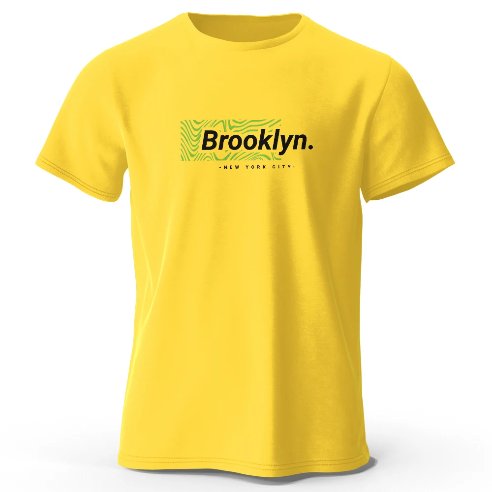 Brooklyn New York Print, Men's Novel Graphic Design T-shirt, Casual Comfy Summer Tees for Men's Daily ActivitiesTops Clothing