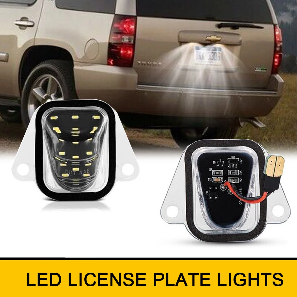 

For 07-14 Chevrolet Suburban 1500 2500 Tahoe GMC Yukon XL Car Tail LED License Plate Lights No Error White OEM 25778786