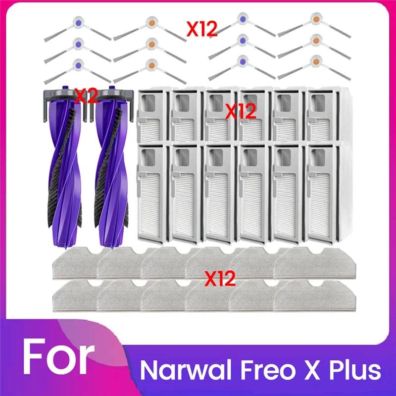 

LLCS-38 шт. для Narwal Freo X Plus, детали для робота-пылесоса, основной ролик, боковая щетка, фильтр, мешок для пыли, аксессуары для швабры
