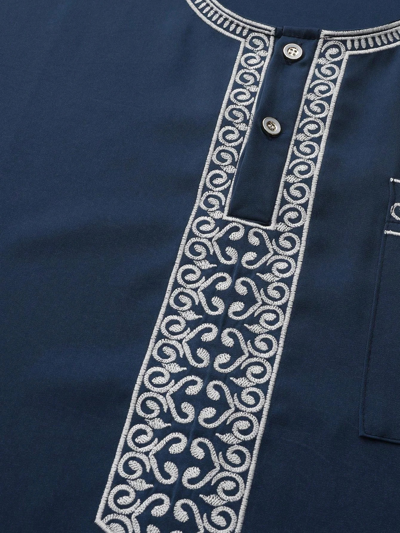 2025 New Men\'s Islamic Kaftan Short Sleeve Embroidered Muslim Clothing Comfortable Modern Ethnic Fashion