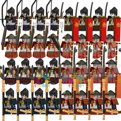 Kids Toys 10pcs/lot Samurai Building Blocks Soldiers Mini Action Figures Helmet Armor Archery Toys For Kids Christmas Gifts