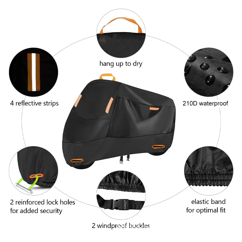 Universal Motorcycle Cover Waterproof 210D Thick Oxford Cloth Dust Rain Snow Protection Motorbike Rain Cover Sunshade UV Protect