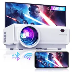 TOPTRO-miniproyector TR21, dispositivo portátil de 9500 lúmenes, WiFi, Bluetooth, compatible con vídeo doméstico de 1080P, para películas