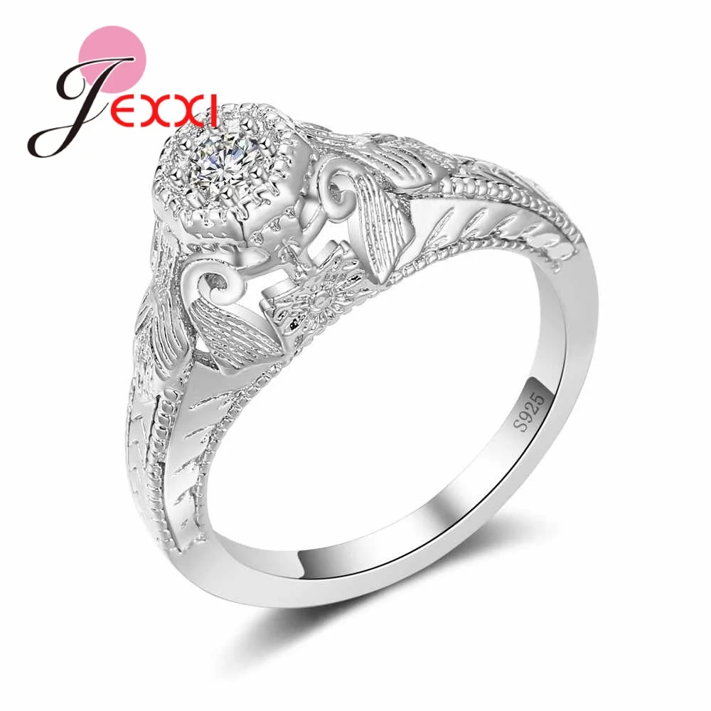 Hot Wedding Band Rings For Women Simple 925 Sterling Silver Engagement Finger Ring Accessory Fashion Zircon Anniversary Anillos