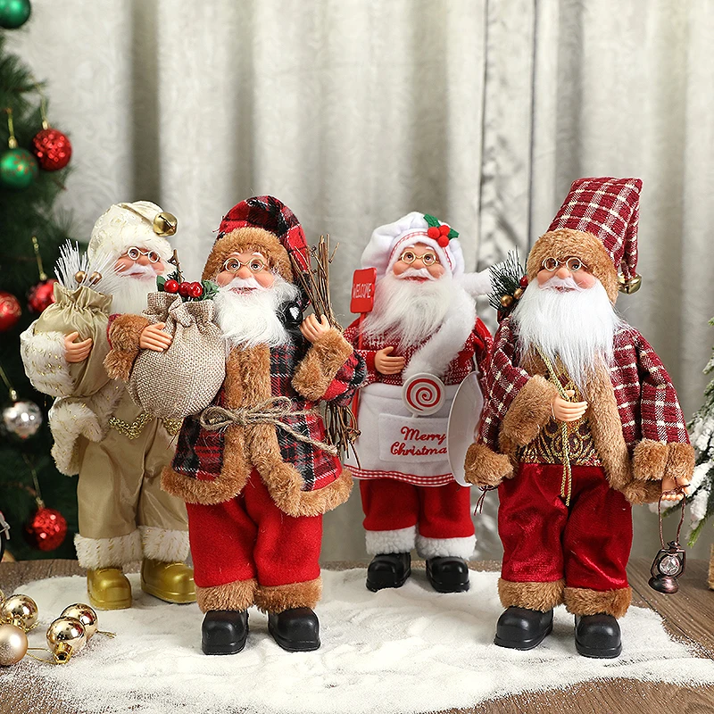 

Santa Claus Doll Standing Santa Figurines DIY Window Garden Home Decor Xmas Tree Ornaments Christmas Party Decoration Kids Gifts