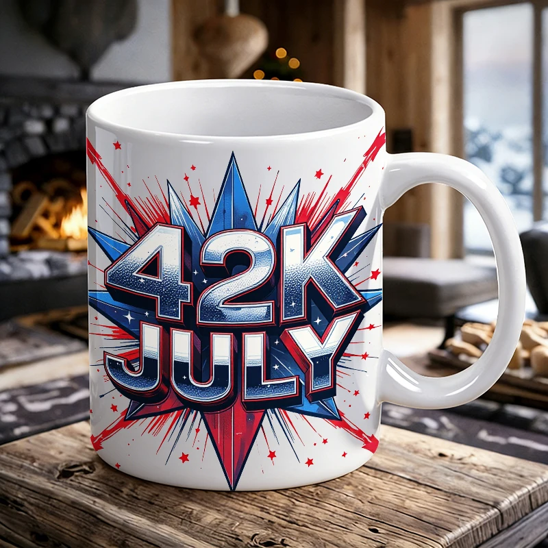 

Independence Day Mug Coffee Cup Ceramic Cup Independence Day 4th of July Patriotic Stars and Stripes Textured Print Cup