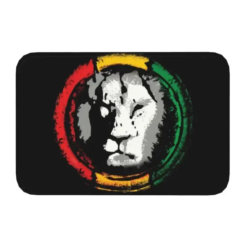 Rasta Reggae Lion Front Door Mat Anti-Slip Indoor Absorbent Jamaican Pride Doormat Garden Garage Entrance Rug Carpet