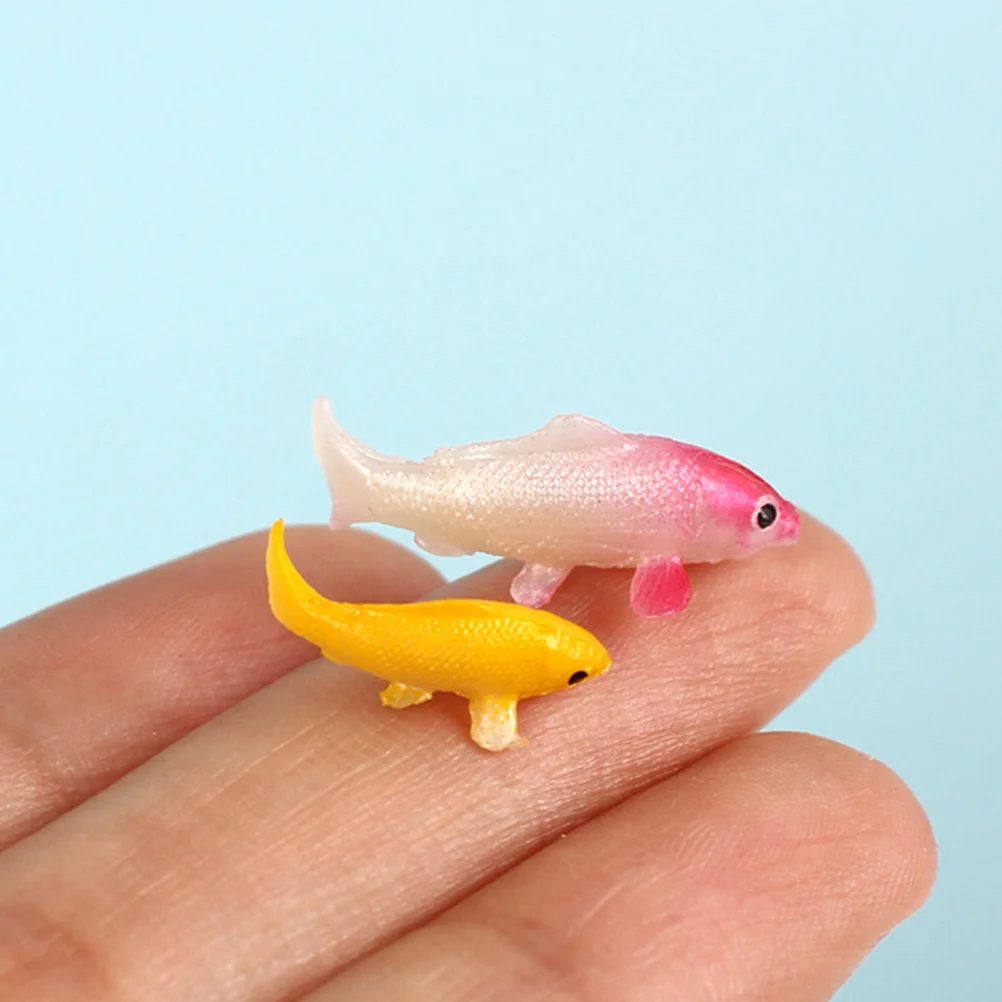 10 Pcs Artificial Mini Simulation Koi Model Work Fish Tank Accessories Figures Pvc Miniature House