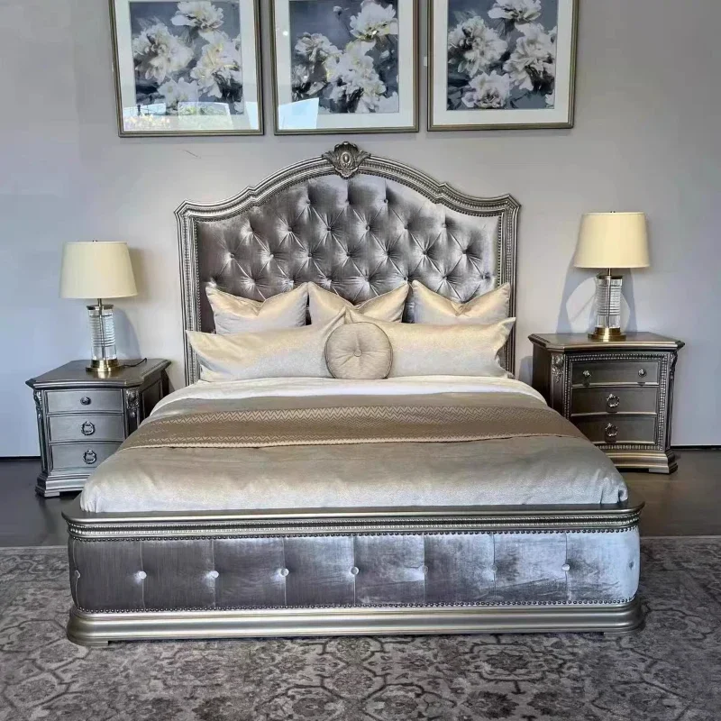 

Modern Frame Double Bed Shelves Queen Design Twin King Size Double Bed Luxury Space Saving Lit 2 Personnes Bedroom Furniture