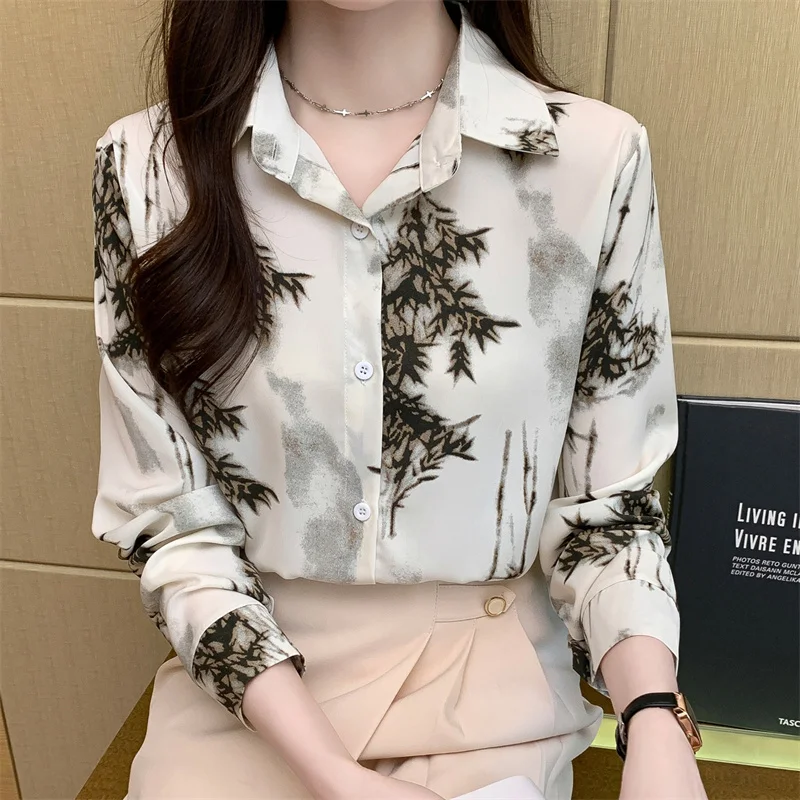 

Dropshipping Shirt and Blouse for Women Long Sleeve Vintage Print Spring Summer Shirt Tops Y2k Streetwear Blusas Para Mujer