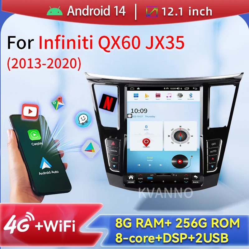

Android14 12.1" Car Radio For Infiniti QX60 JX35 2013-2020 Car Intelligent Systems 2Din Auto Multimedia Video Player BT GPS FM
