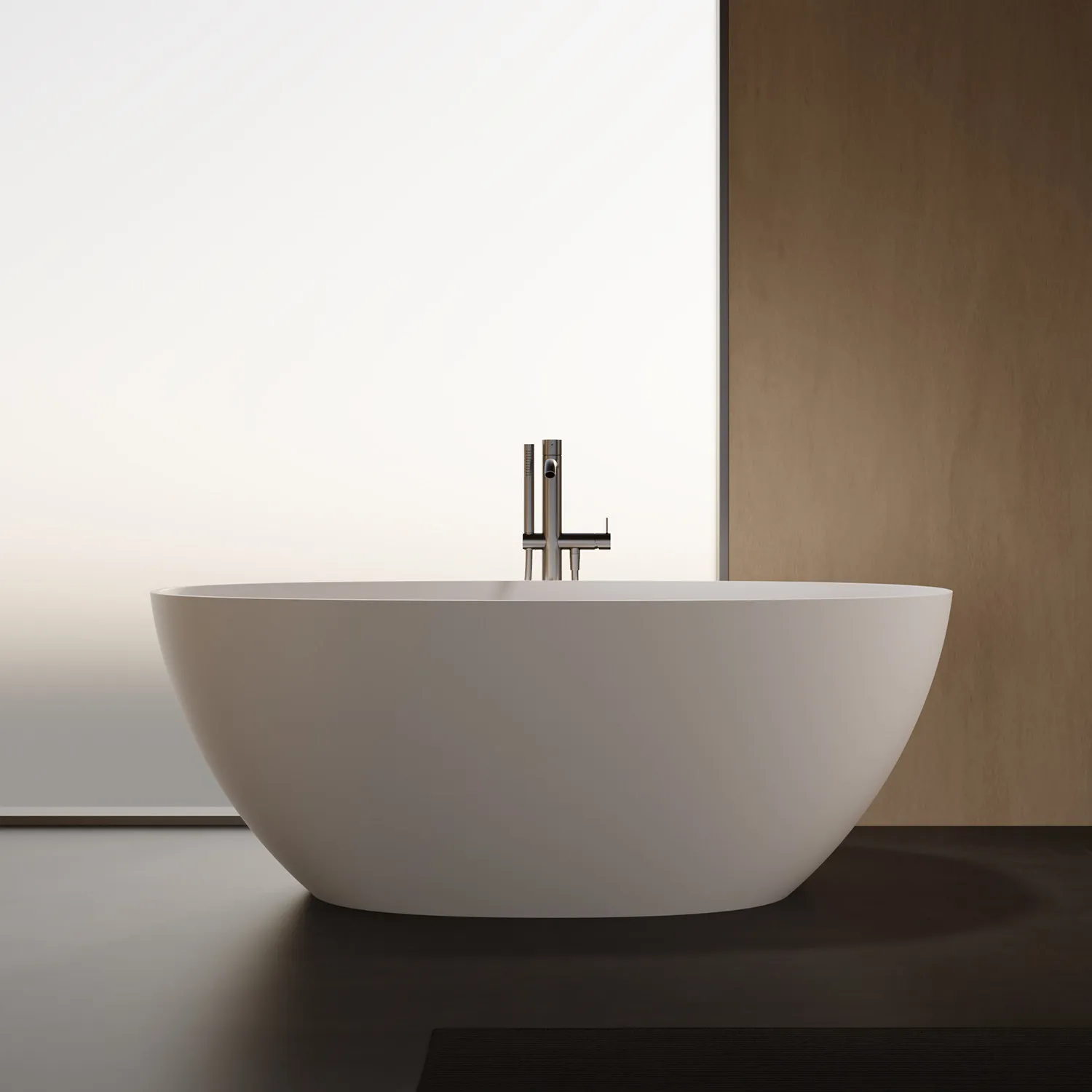 Artificial stone bathtub small apartment family hotel B & B mini adult free-standing oval small bathtub