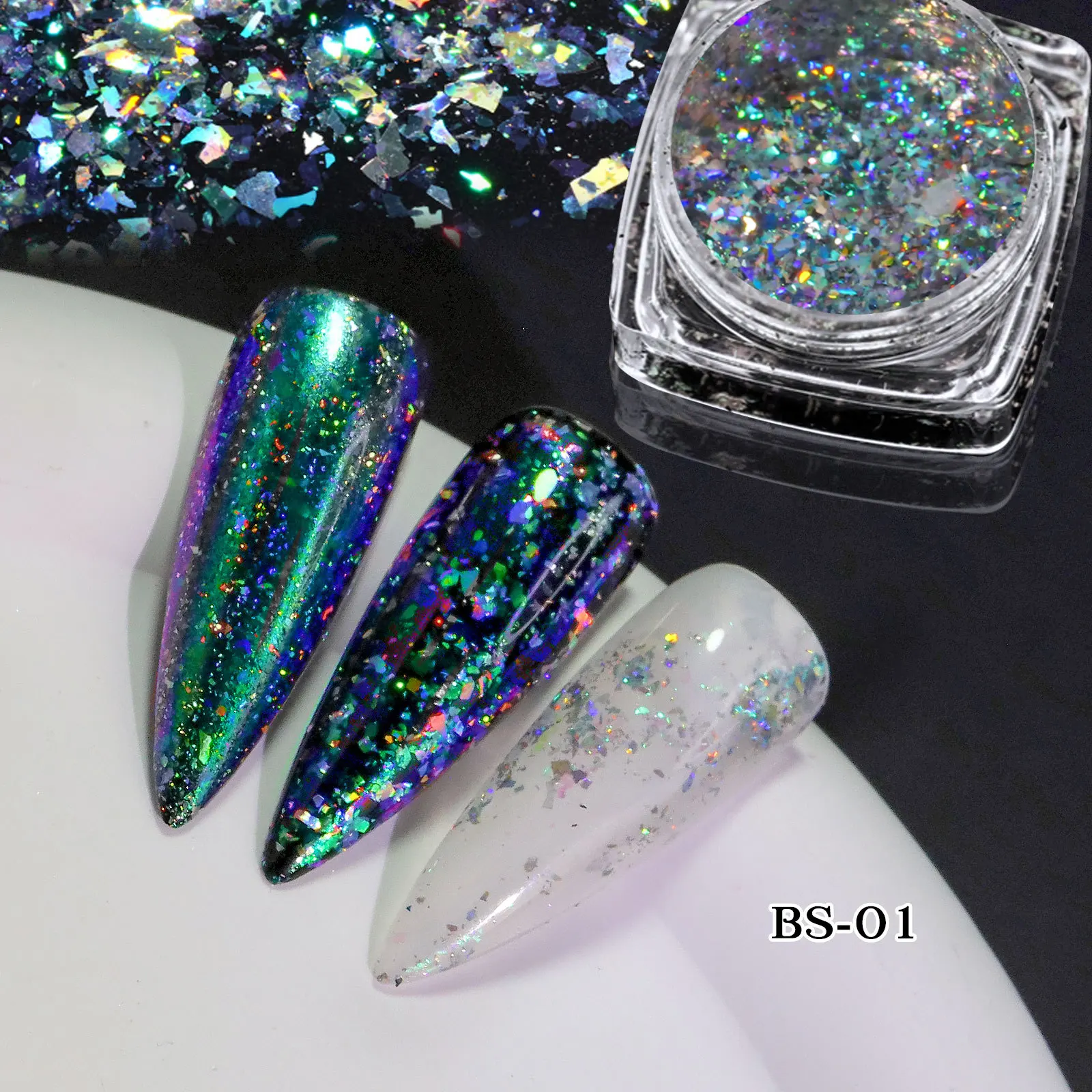 1 bottiglia Aurora Chameleon Nail Art polvere Laser/Holo irregolare paillettes grossolane fai da te fantasia iridescente Manicure Gliiter Flakes # *