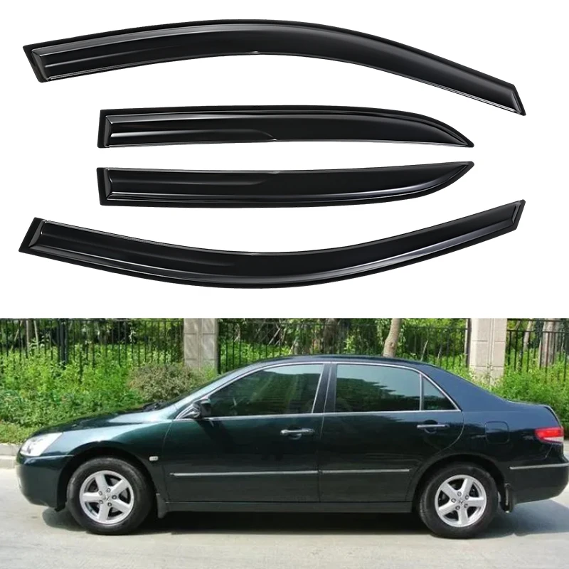 

For Honda Accord 4-Door Sedan 2003-2007 Outside Mount Tinted Rain Guards Window Visors 4pcs Set with Drainage Channel 1.5MM Thickness