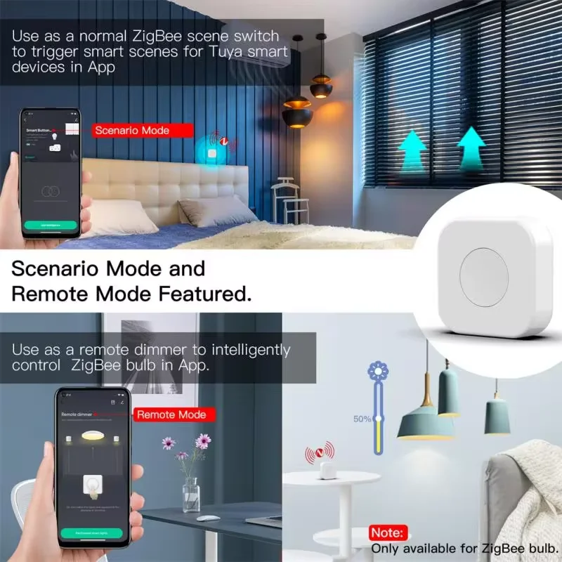 Tuya ZigBee-interruptor de escena de botón inteligente, control remoto inalámbrico de una tecla, alimentado por batería, compatible con Google Home y Alexa